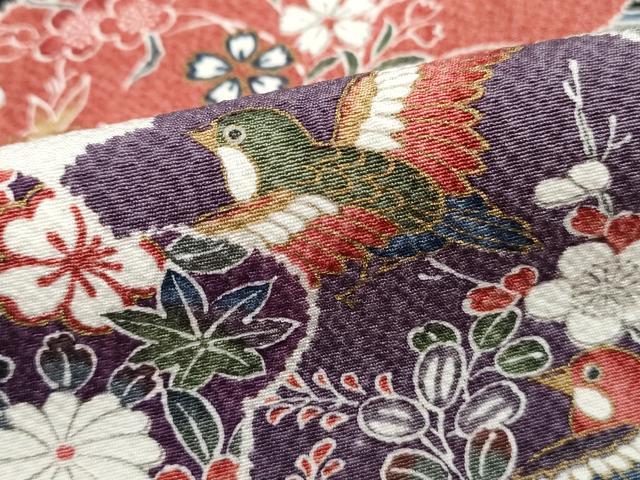 平和屋着物■上質な小紋　雲取り花鳥文　金彩　正絹　逸品　DABH8995qa