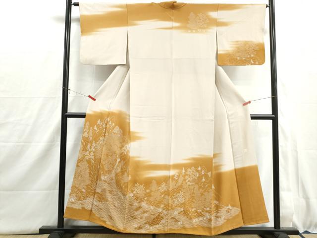平和屋着物■訪問着　作家物　樹林風景文　暈し染め　正絹　逸品　DABH8997qa