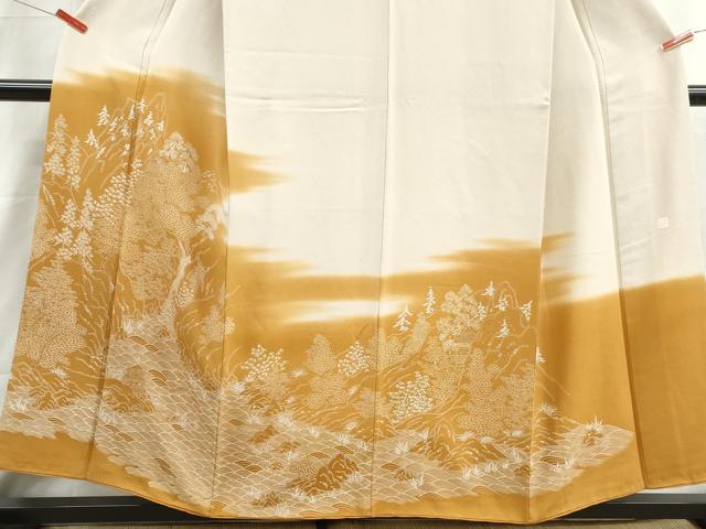 平和屋着物■訪問着　作家物　樹林風景文　暈し染め　正絹　逸品　DABH8997qa