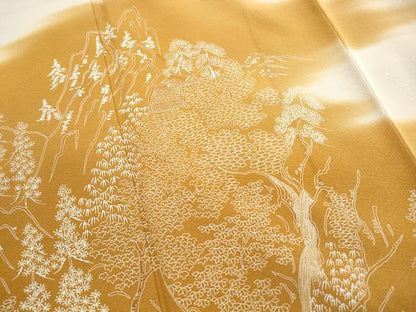 平和屋着物■訪問着　作家物　樹林風景文　暈し染め　正絹　逸品　DABH8997qa