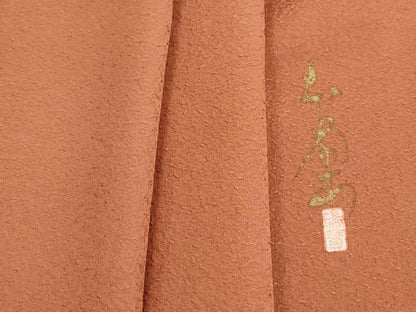 平和屋着物■本草木染作家　瑞寶　色無地　霞地紋　東雲色　正絹　逸品　DABH9000qa