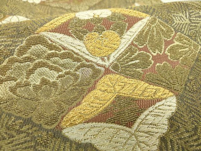 平和屋着物▼極上　両面　六通柄袋帯　金華山織　吉祥花菱文　金糸　正絹　逸品　DABH9004ps