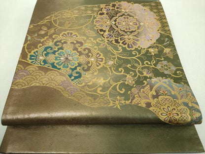 平和屋着物▼中国三大刺繍　相良刺繍　総刺繍　太鼓柄袋帯　正倉院花文　金彩　引箔　さが美扱い　正絹　逸品　DABH9006ps