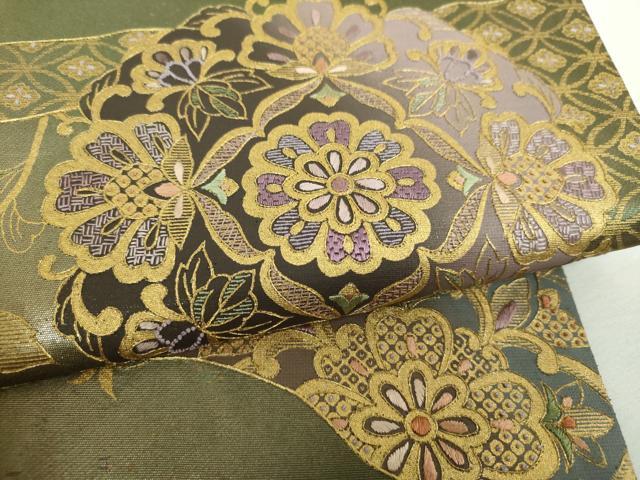 平和屋着物▼中国三大刺繍　相良刺繍　総刺繍　太鼓柄袋帯　正倉院花文　金彩　引箔　さが美扱い　正絹　逸品　DABH9006ps