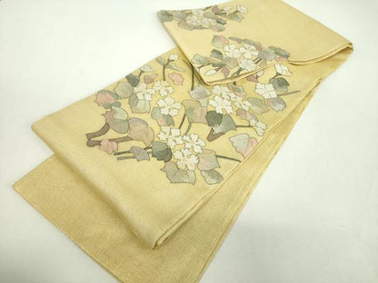 平和屋着物＊夏物　明綴れ　太鼓柄袋帯　草花文　金糸　正絹　逸品　DABH9007ps