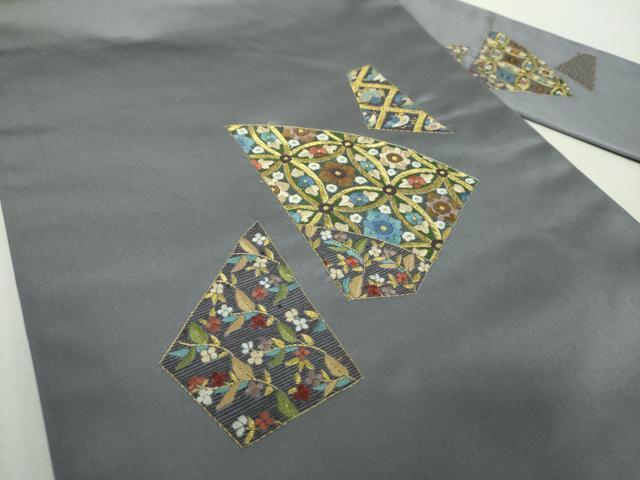 平和屋着物▼九寸名古屋帯　総刺繍　七宝花鳥文　金糸　やまと誂製　正絹　逸品　DABH9042ps