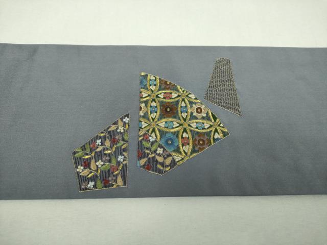 平和屋着物▼九寸名古屋帯　総刺繍　七宝花鳥文　金糸　やまと誂製　正絹　逸品　DABH9042ps
