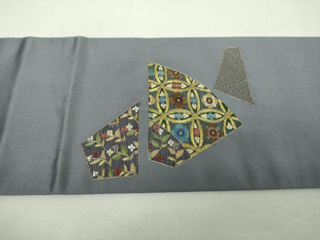 平和屋着物▼九寸名古屋帯　総刺繍　七宝花鳥文　金糸　やまと誂製　正絹　逸品　DABH9042ps
