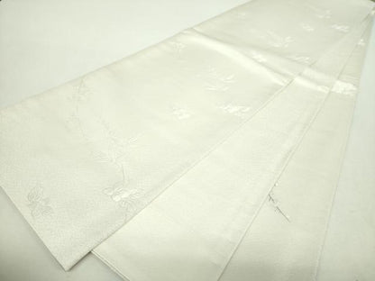 平和屋着物●太鼓柄袋帯　枝梅　枝花文　銀通し地　さが美扱い　正絹　逸品　DABH9053ps