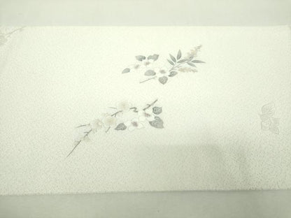 平和屋着物●太鼓柄袋帯　枝梅　枝花文　銀通し地　さが美扱い　正絹　逸品　DABH9053ps