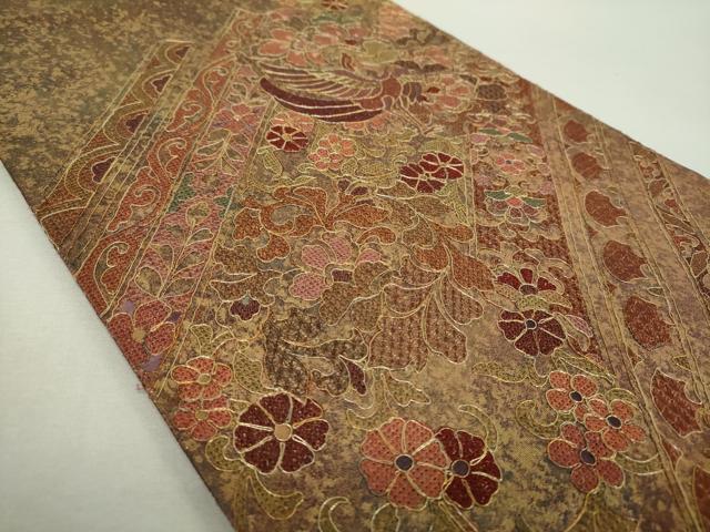 平和屋着物▼中国三大刺繍　スワトウ刺繍　汕頭刺繍　総刺繍　太鼓柄袋帯　駒刺繍　鳳凰花文　金糸　引箔　正絹　逸品　DABH9059ps