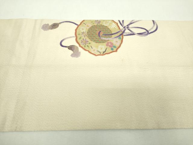 平和屋着物▼中国三大刺繍　相良刺繍　総刺繍　九寸開き名古屋帯　鏡裏花鳥文　金糸　正絹　逸品　DABH9070ps