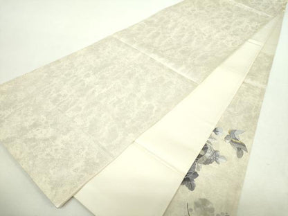 平和屋着物▼太鼓柄袋帯　総刺繍　霞花鳥文　金銀糸　引箔　正絹　逸品　DABH9071ps