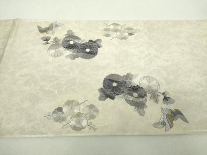 平和屋着物▼太鼓柄袋帯　総刺繍　霞花鳥文　金銀糸　引箔　正絹　逸品　DABH9071ps