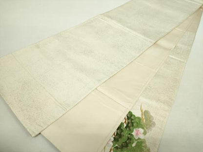 平和屋着物▼太鼓柄袋帯　総刺繍　梅松文　金糸　正絹　逸品　DABH9073ps