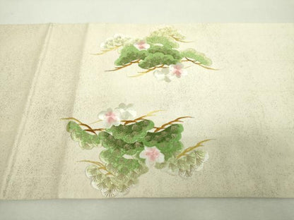 平和屋着物▼太鼓柄袋帯　総刺繍　梅松文　金糸　正絹　逸品　DABH9073ps