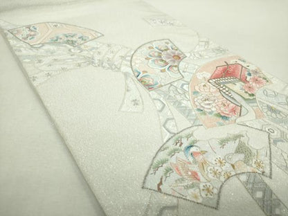平和屋着物▼中国三大刺繍　相良刺繍　綴れ　太鼓柄袋帯　地紙御所車花鳥文　金銀糸　正絹　逸品　DABH9074ps
