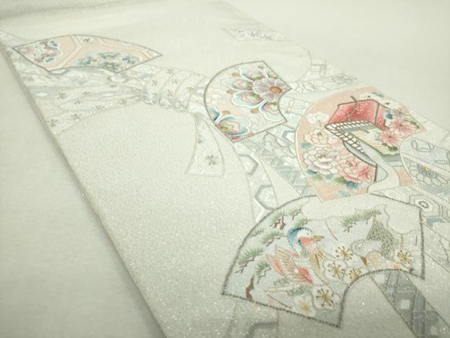 平和屋着物▼中国三大刺繍　相良刺繍　綴れ　太鼓柄袋帯　地紙御所車花鳥文　金銀糸　正絹　逸品　DABH9074ps