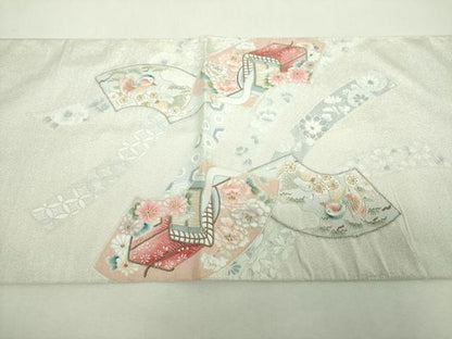 平和屋着物▼中国三大刺繍　相良刺繍　綴れ　太鼓柄袋帯　地紙御所車花鳥文　金銀糸　正絹　逸品　DABH9074ps