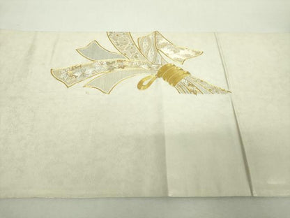 平和屋着物▼太鼓柄袋帯　駒刺繍　総刺繍　束ね熨斗花文　金銀糸　引箔　正絹　逸品　DABH9076ps