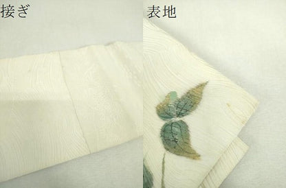 平和屋着物▼つけ帯　作家物　手描き　草花文　金彩　正絹　逸品　DABH9082ps