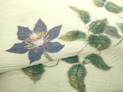 平和屋着物▼つけ帯　作家物　手描き　草花文　金彩　正絹　逸品　DABH9082ps