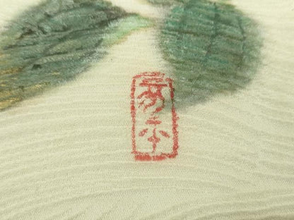 平和屋着物▼つけ帯　作家物　手描き　草花文　金彩　正絹　逸品　DABH9082ps