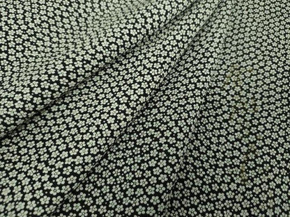 平和屋着物●染色作家　斉藤三才　小紋　小花文　黒地　正絹　逸品　DABH9084ps