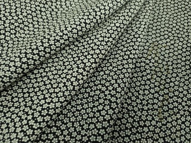平和屋着物●染色作家　斉藤三才　小紋　小花文　黒地　正絹　逸品　DABH9084ps