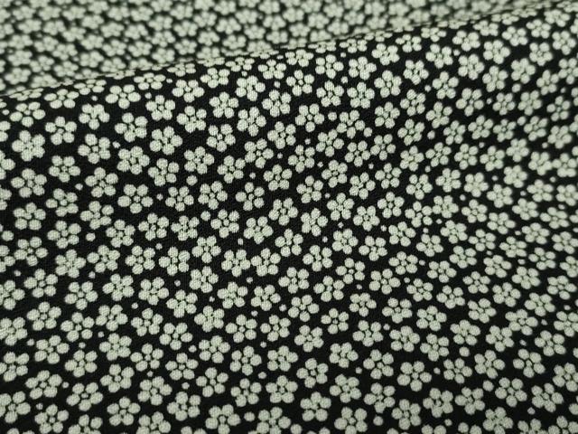 平和屋着物●染色作家　斉藤三才　小紋　小花文　黒地　正絹　逸品　DABH9084ps