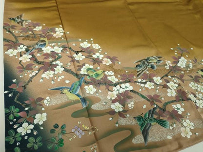 平和屋着物●英王室献上友禅作家　木下勝功　訪問着　手描き　花鳥文　暈し染め　金銀彩　正絹　逸品　DABH9086ps