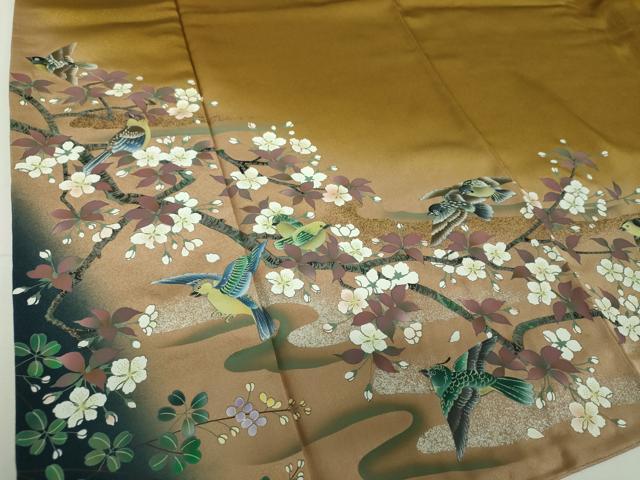 平和屋着物●英王室献上友禅作家　木下勝功　訪問着　手描き　花鳥文　暈し染め　金銀彩　正絹　逸品　DABH9086ps