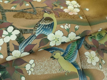 平和屋着物●英王室献上友禅作家　木下勝功　訪問着　手描き　花鳥文　暈し染め　金銀彩　正絹　逸品　DABH9086ps