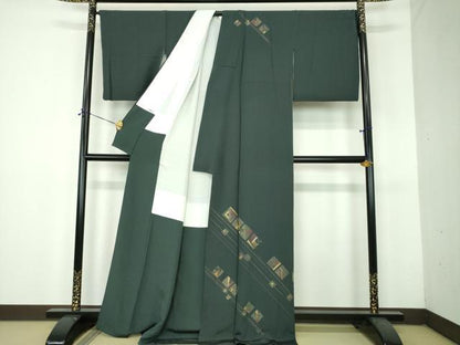 平和屋着物●訪問着　抽象文様　金彩　正絹　逸品　DABH9087ps