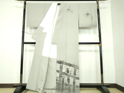 平和屋着物●訪問着　作家物　手描き　竹垣花文　暈し染め　金彩　正絹　逸品　未使用　DABH9088ps