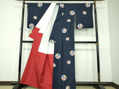平和屋着物●上質な紬　花丸文　正絹　逸品　DABH9092ps