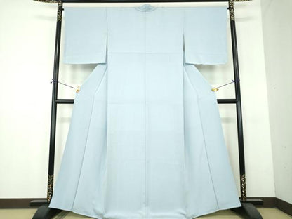 平和屋着物●上質な色無地　水色　正絹　逸品　未使用　DABH9093ps