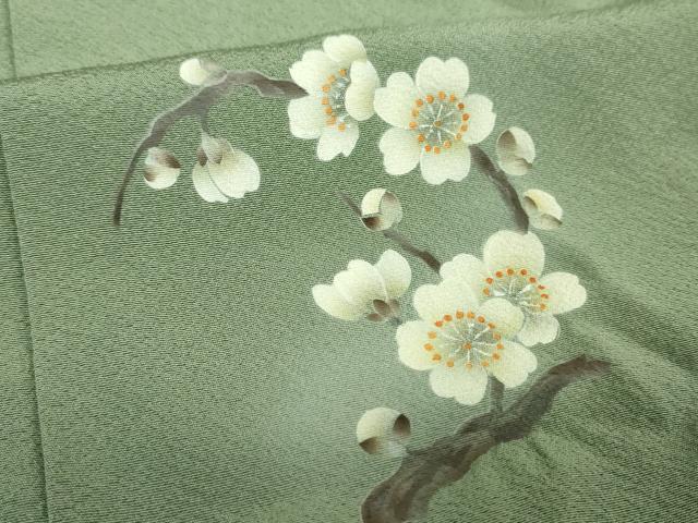 平和屋着物●上質な色無地　山葵色　正絹　逸品　DABH9094ps