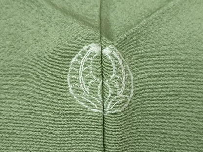 平和屋着物●上質な色無地　山葵色　正絹　逸品　DABH9094ps