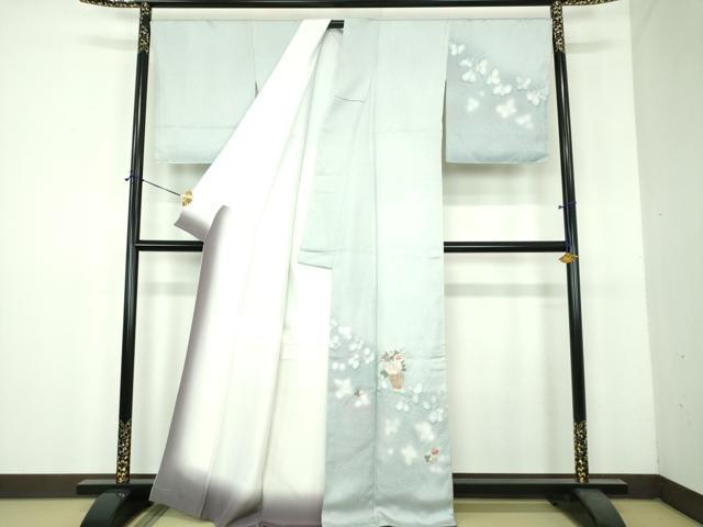 平和屋着物●訪問着　刺繍　飾花文　暈し染め　金糸　正絹　逸品　DABH9096ps