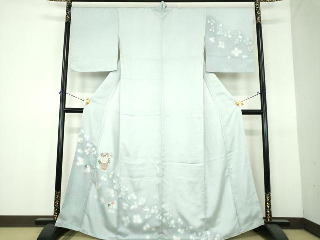 平和屋着物●訪問着　刺繍　飾花文　暈し染め　金糸　正絹　逸品　DABH9096ps