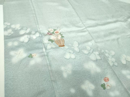 平和屋着物●訪問着　刺繍　飾花文　暈し染め　金糸　正絹　逸品　DABH9096ps
