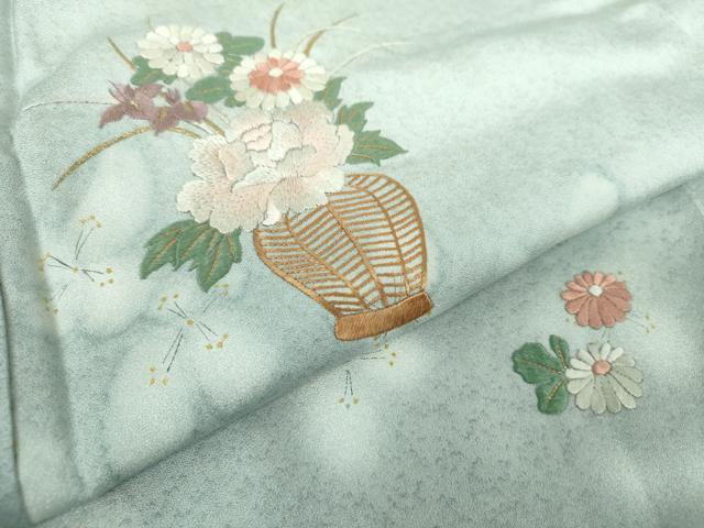 平和屋着物●訪問着　刺繍　飾花文　暈し染め　金糸　正絹　逸品　DABH9096ps