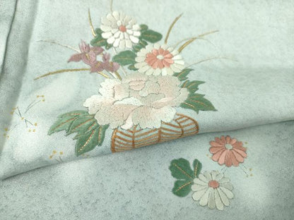 平和屋着物●訪問着　刺繍　飾花文　暈し染め　金糸　正絹　逸品　DABH9096ps