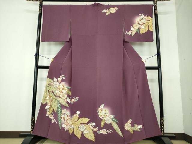 平和屋着物●訪問着　駒刺繍　吉祥草花文　暈し染め　金彩　正絹　逸品　DABH9098ps