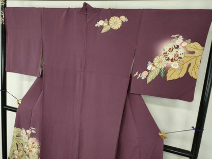 平和屋着物●訪問着　駒刺繍　吉祥草花文　暈し染め　金彩　正絹　逸品　DABH9098ps