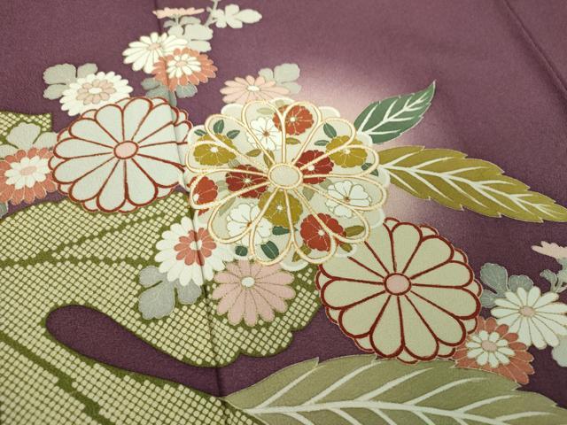 平和屋着物●訪問着　駒刺繍　吉祥草花文　暈し染め　金彩　正絹　逸品　DABH9098ps