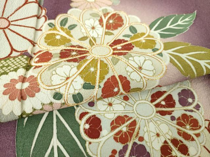 平和屋着物●訪問着　駒刺繍　吉祥草花文　暈し染め　金彩　正絹　逸品　DABH9098ps