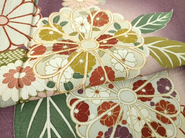 平和屋着物●訪問着　駒刺繍　吉祥草花文　暈し染め　金彩　正絹　逸品　DABH9098ps