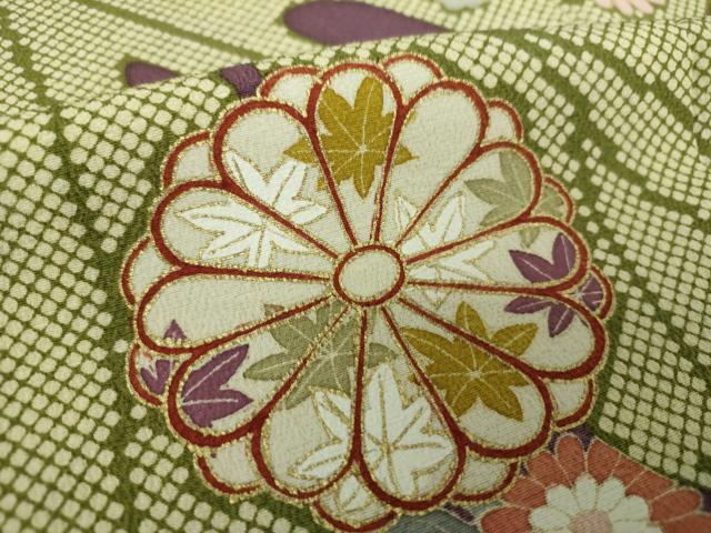 平和屋着物●訪問着　駒刺繍　吉祥草花文　暈し染め　金彩　正絹　逸品　DABH9098ps